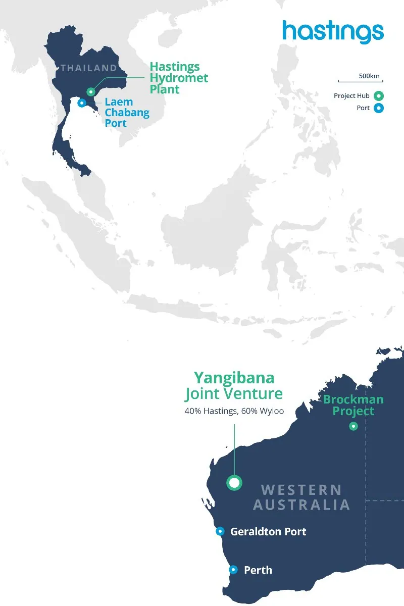 Map from Hastings Technology Metals Ltd’s announcement “Quarterly Activities/Appendix 5B Cash Flow Report”